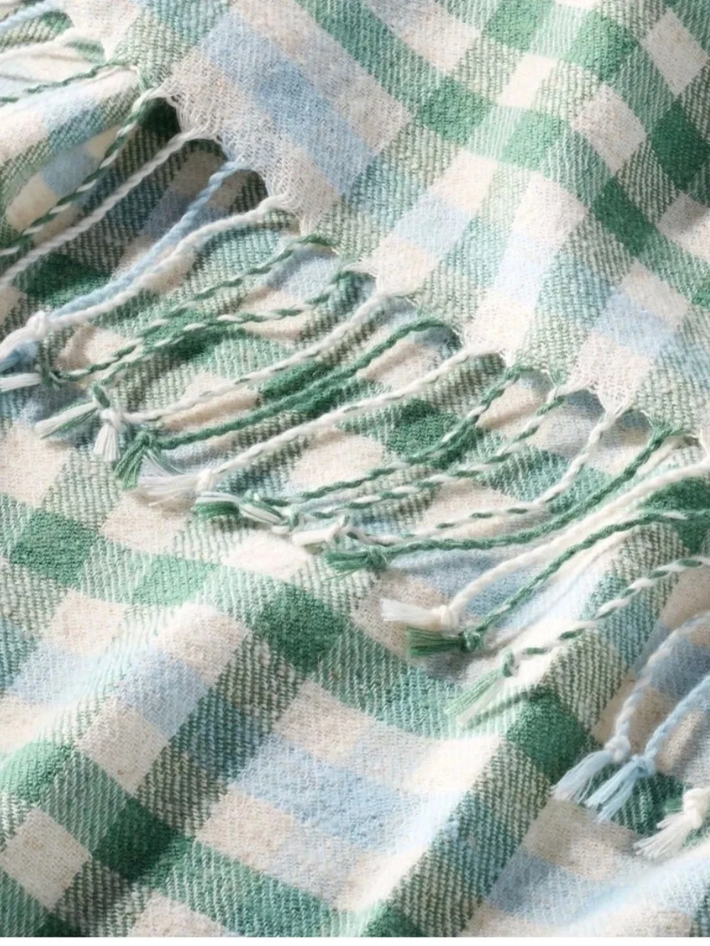 Plaid Woven Fringe Throw Blanket Green/Blue - Hearth & Hand with Magnolia NWT